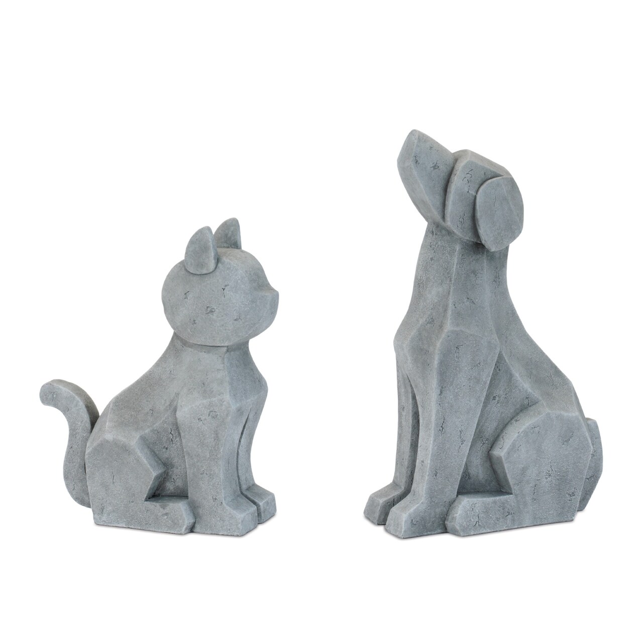 Melrose Sitting Dog and Cat Statue Decorations - 14" - Gray - Set of 2